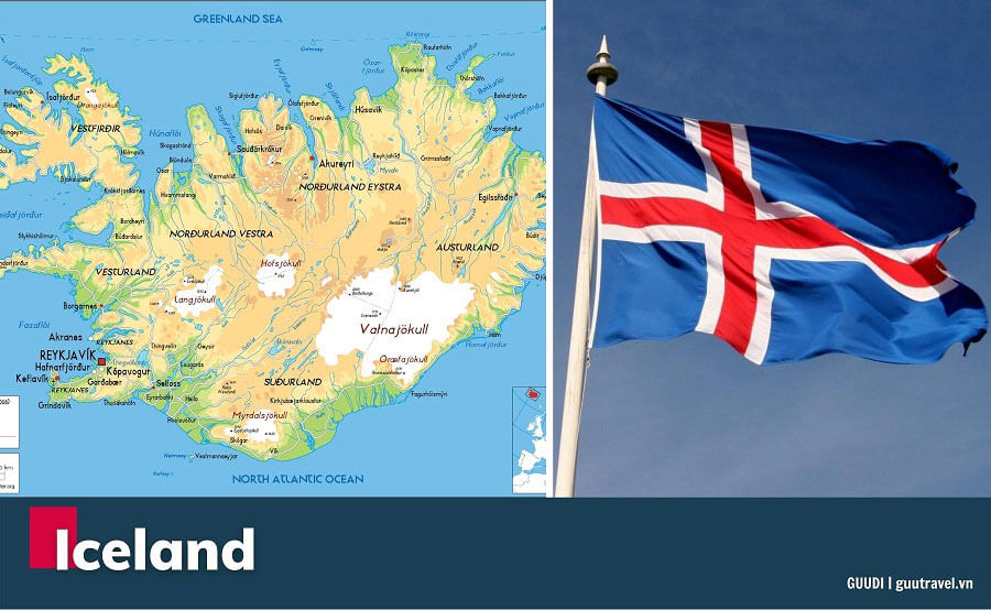 Bản đồ và quốc kỳ Iceland