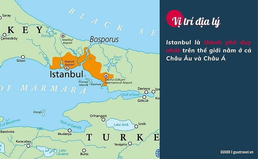 Istanbul nằm ở cả 2 lục địa Á và Âu