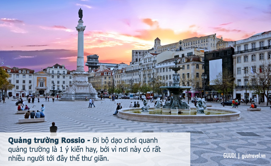Quảng trường Rossio và cây Jacaranda