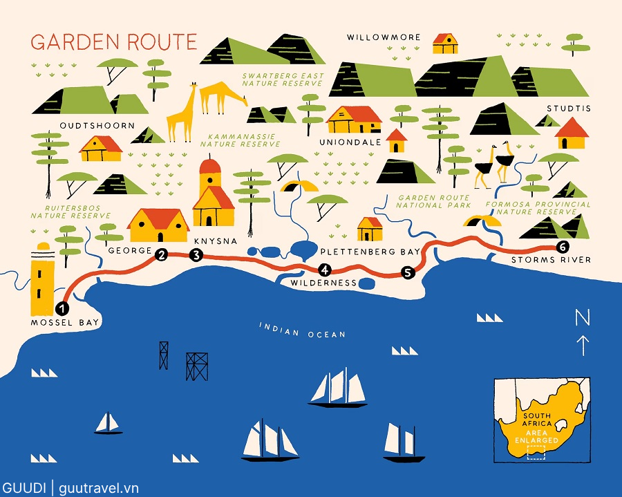 Sơ đồ Cung đường biển Garden Route