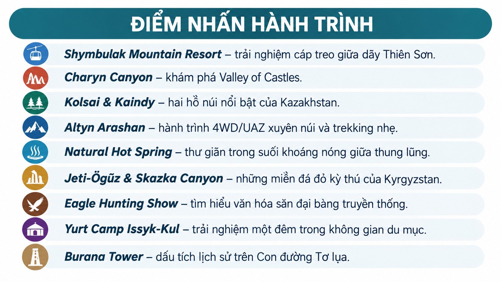 Điểm nhấn tour du lịch trung á 2027